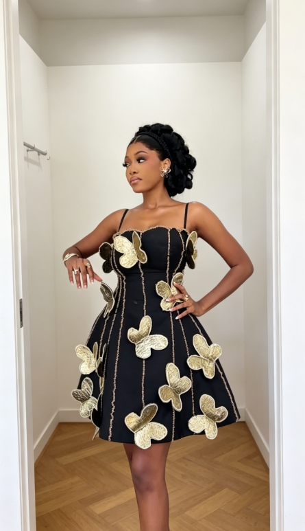 Robe d'anniversaire trapèze chic à fines bretelles, robe de bal en satin, tenue de soirée noire ED08138