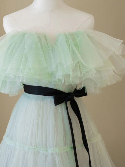 Robe de bal longue verte Aline, robe de soirée formelle à épaules dénudées, longue et verte, ED0818