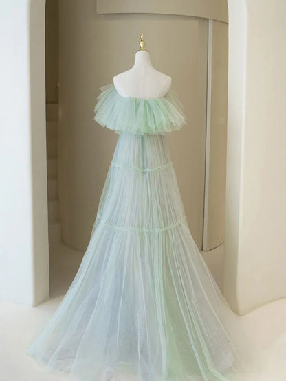 Robe de bal longue verte Aline, robe de soirée formelle à épaules dénudées, longue et verte, ED0818