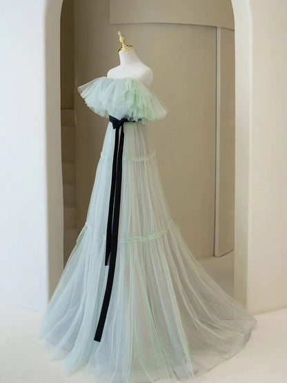 Robe de bal longue verte Aline, robe de soirée formelle à épaules dénudées, longue et verte, ED0818