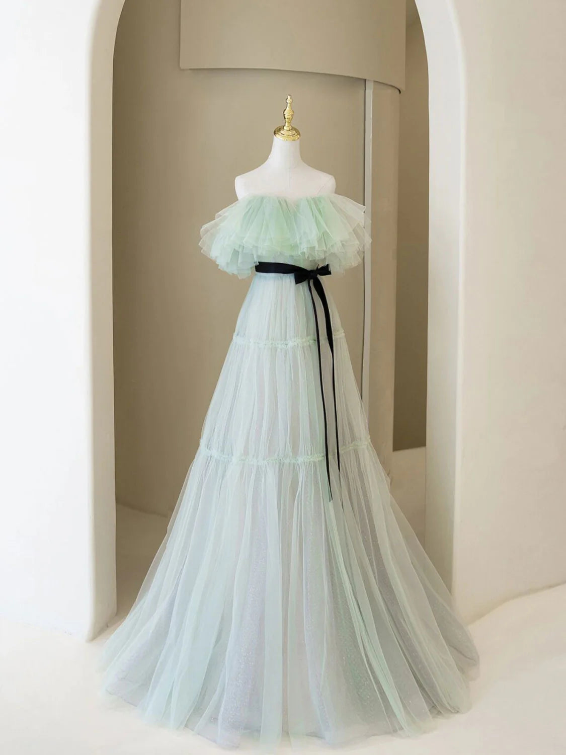 Robe de bal longue verte Aline, robe de soirée formelle à épaules dénudées, longue et verte, ED0818