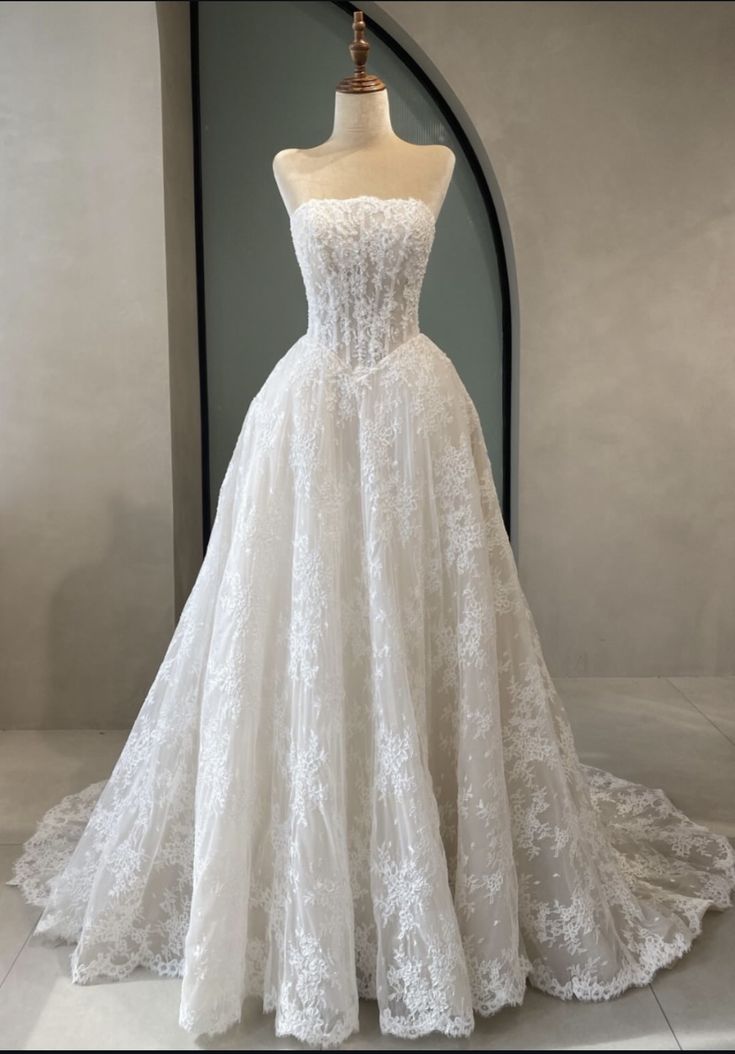 Timeless Strapless A-Line Wedding Dress Lace Bridal Gown White Bridal Dress ED08224