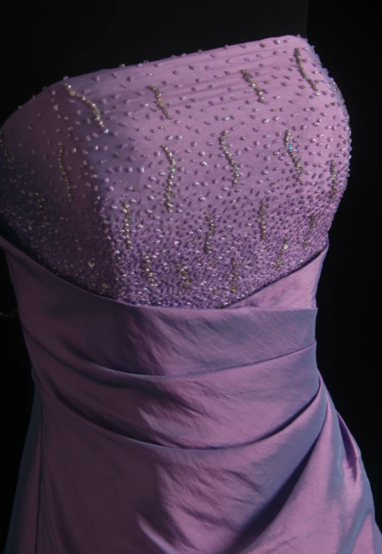 Elegant Strapless A-Line Satin Long Evening Dress Purple Prom Dress ED08226