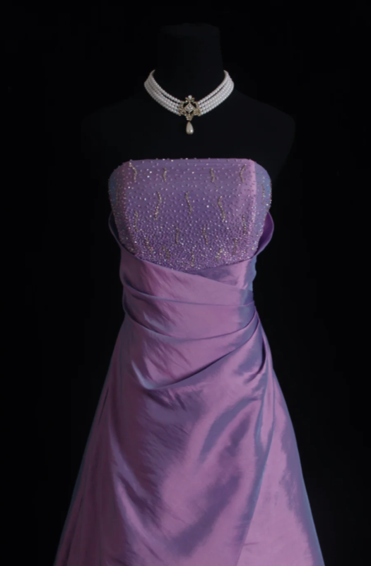 Elegant Strapless A-Line Satin Long Evening Dress Purple Prom Dress ED08226