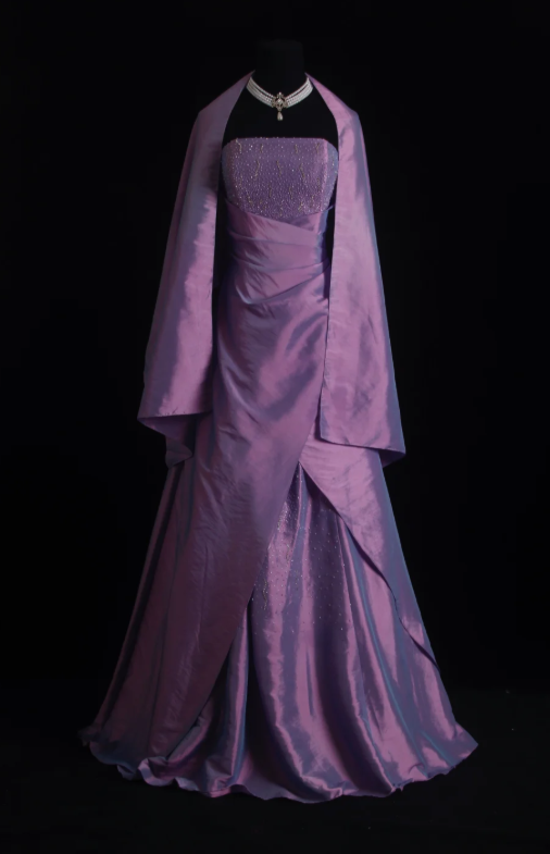 Elegant Strapless A-Line Satin Long Evening Dress Purple Prom Dress ED08226