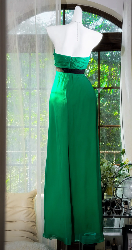 Elegant Sweetheart Vacation Dress Sheath Chiffon Long Evening Dress Green Prom Dress ED08227