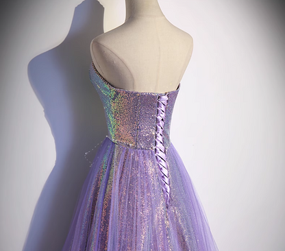 Purple sweetheart neck long prom dress purple formal party dress ED0822
