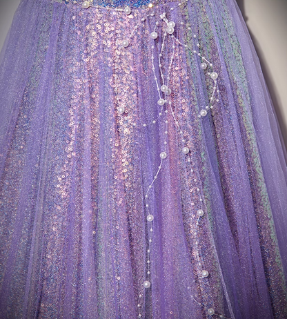 Purple sweetheart neck long prom dress purple formal party dress ED0822