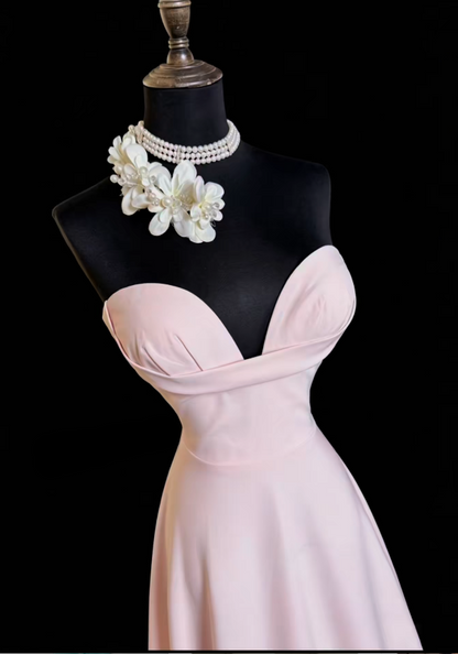 Elegant Sweetheart A-Line Chiffon Long Evening Dress Pink Prom Dress ED08230
