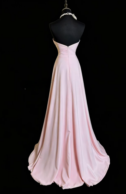 Elegant Sweetheart A-Line Chiffon Long Evening Dress Pink Prom Dress ED08230