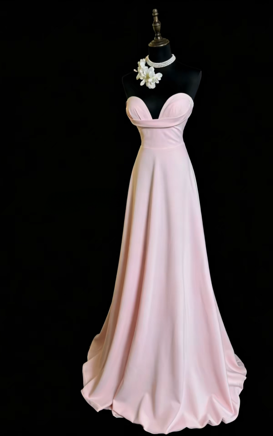 Elegant Sweetheart A-Line Chiffon Long Evening Dress Pink Prom Dress ED08230