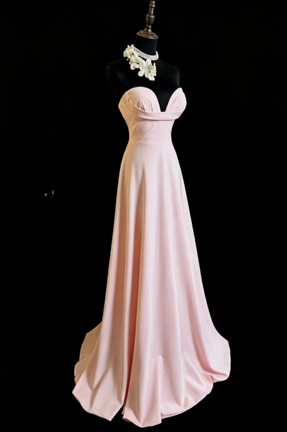 Elegant Sweetheart A-Line Chiffon Long Evening Dress Pink Prom Dress ED08230
