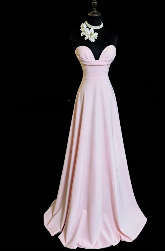 Elegant Sweetheart A-Line Chiffon Long Evening Dress Pink Prom Dress ED08230