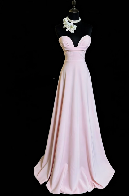 Elegant Sweetheart A-Line Chiffon Long Evening Dress Pink Prom Dress ED08230
