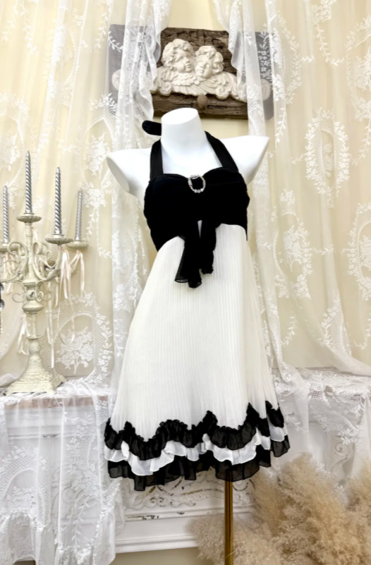 Chic Halter Birthday Dress Sheath Chiffon Cocktail Dress White Homecoming Dress ED08240