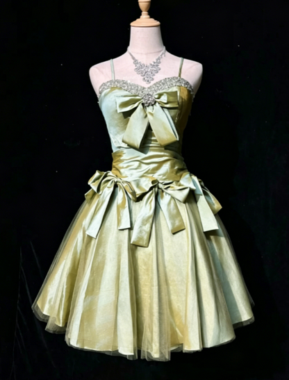 Chic Spaghetti Straps Birthday Dress A-Line Satin Cocktail Dress Green Homecoming Dress ED08242