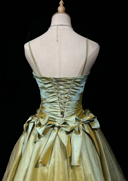 Chic Spaghetti Straps Birthday Dress A-Line Satin Cocktail Dress Green Homecoming Dress ED08242
