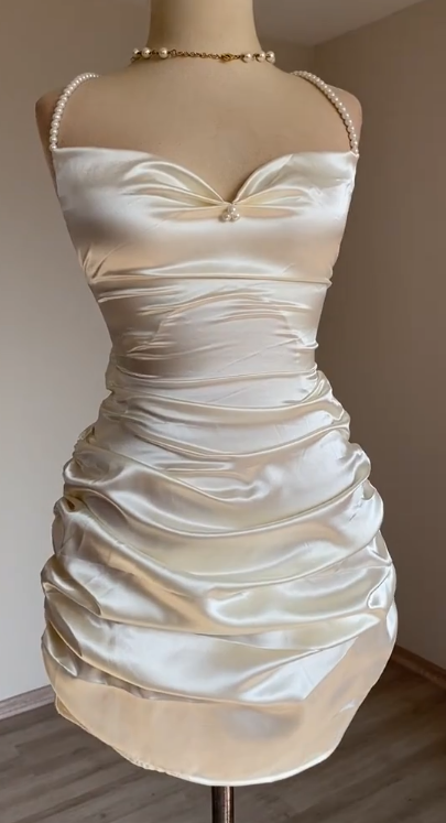 Sexy Halter Champagne Homecoming Dress Bodycon Satin Birthday Dress ED08246