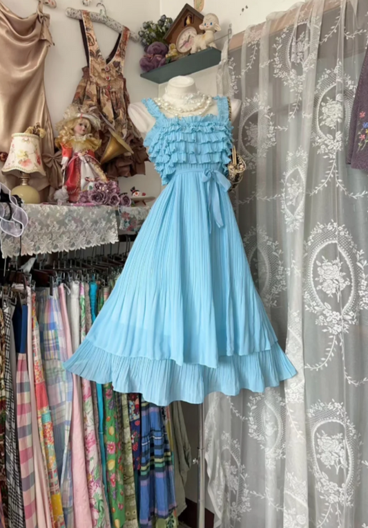 Simple Blue Short Prom Dress Straps Sheath Brithday Dress Chiffon Homecoming Dress ED08262
