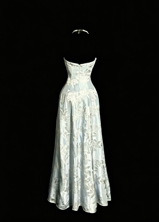 Elegant Strapless Long Evening Dress A-line Jacquard Satin Prom Dress ED08265
