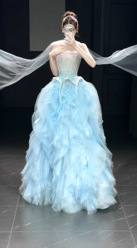 Simple Royal Blue Prom Dress Halter Mermaid Beaded Chiffon Long Sweet 16 Dress  ED08266