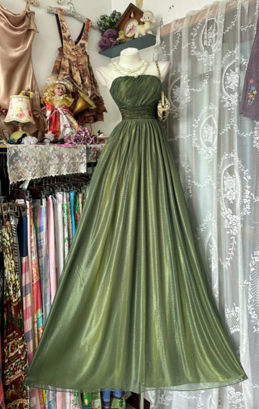 Chic Green Prom Dress Strapless A-Line Tulle Long Evening Dress ED08269