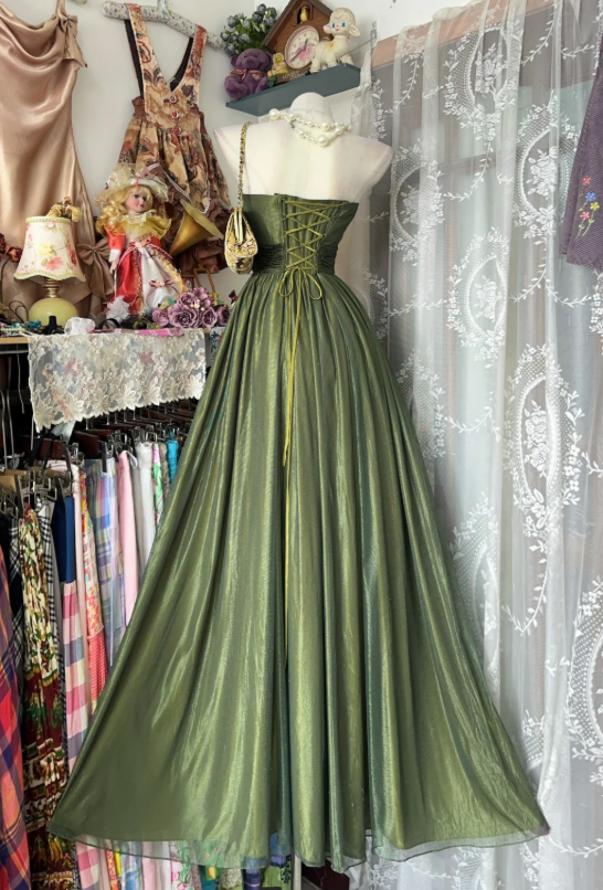 Chic Green Prom Dress Strapless A-Line Tulle Long Evening Dress ED08269
