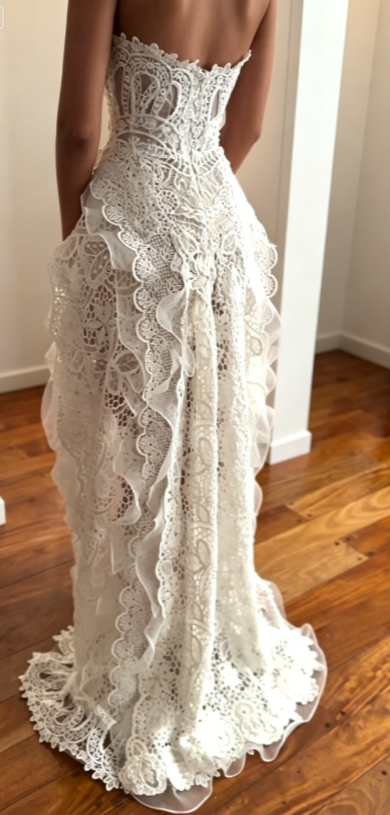 Glam Sweetheart Sheath Wedding Dress White Birdal Gown Lace Applique Bridal Dress ED08277