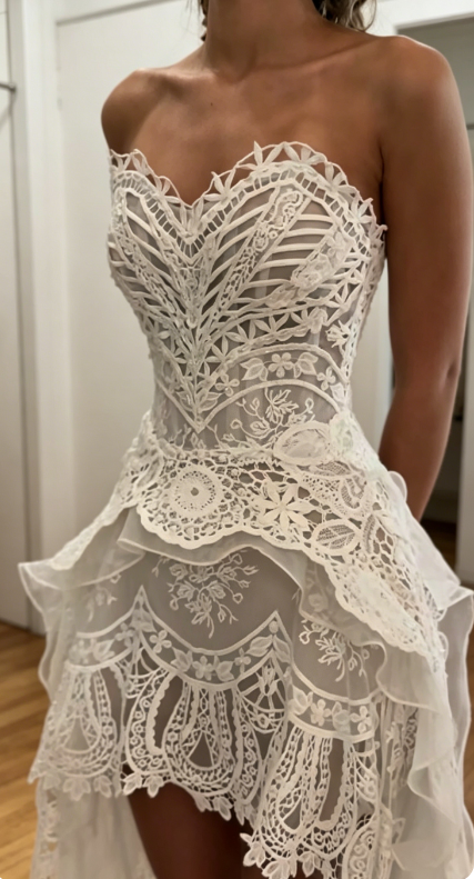 Glam Sweetheart Sheath Wedding Dress White Birdal Gown Lace Applique Bridal Dress ED08277