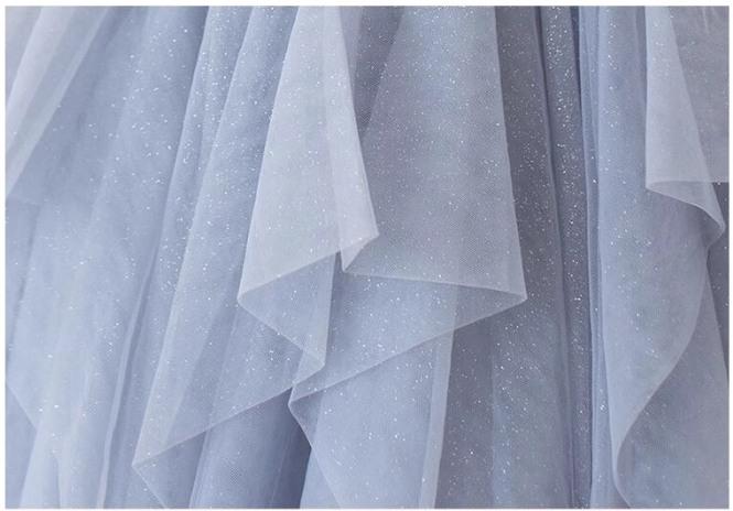 Robe de bal longue en tulle gris violet, robe de soirée trapèze violette ED0828