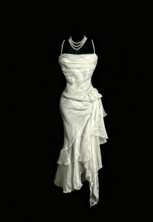 Simple Halter Party Dress Sheath White Birthday Dress Sleeveless Chiffon Homecoming Dress ED08291