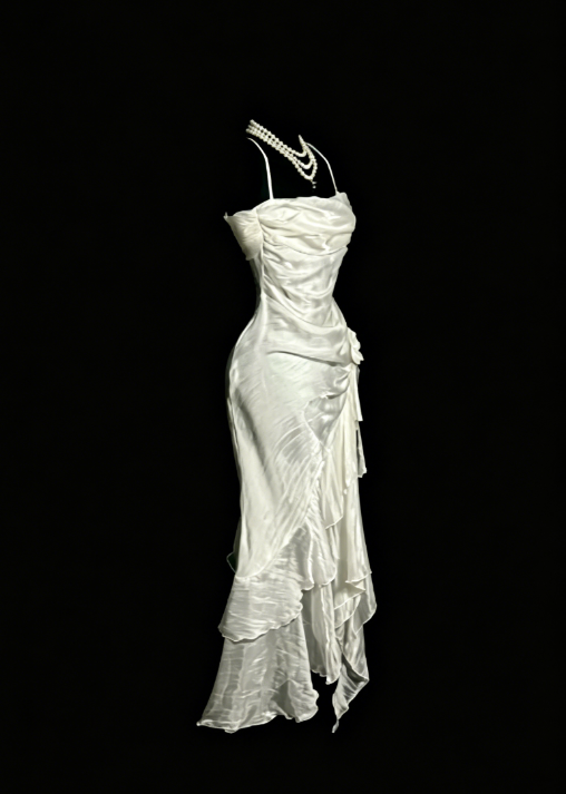 Einfaches Neckholder-Partykleid, Etui-Weißes Geburtstagskleid, Ärmelloses Chiffon-Heimkehrkleid ED08291