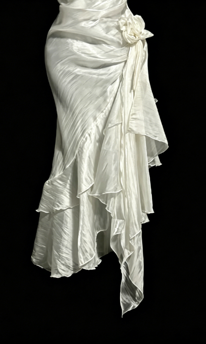 Einfaches Neckholder-Partykleid, Etui-Weißes Geburtstagskleid, Ärmelloses Chiffon-Heimkehrkleid ED08291