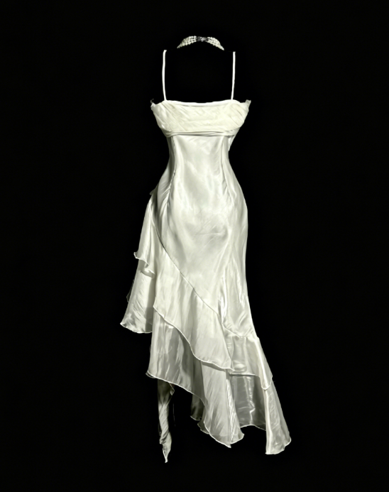 Einfaches Neckholder-Partykleid, Etui-Weißes Geburtstagskleid, Ärmelloses Chiffon-Heimkehrkleid ED08291