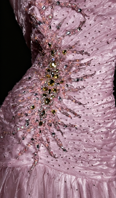 Cute Strapless Sheath Tulle Long Evening Dress Pink Prom Dress ED08315