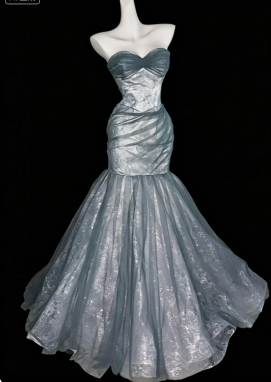 Elegantes Sweetheart Meerjungfrauen Tüll langes Abendkleid Grünes Ballkleid ED08318