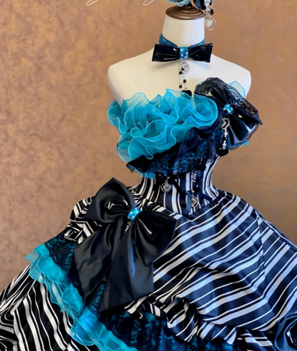 Gorgeous Strapless Ball Gown Quinceanera Dress Tulle Blue Sweet 16 Dress ED08319