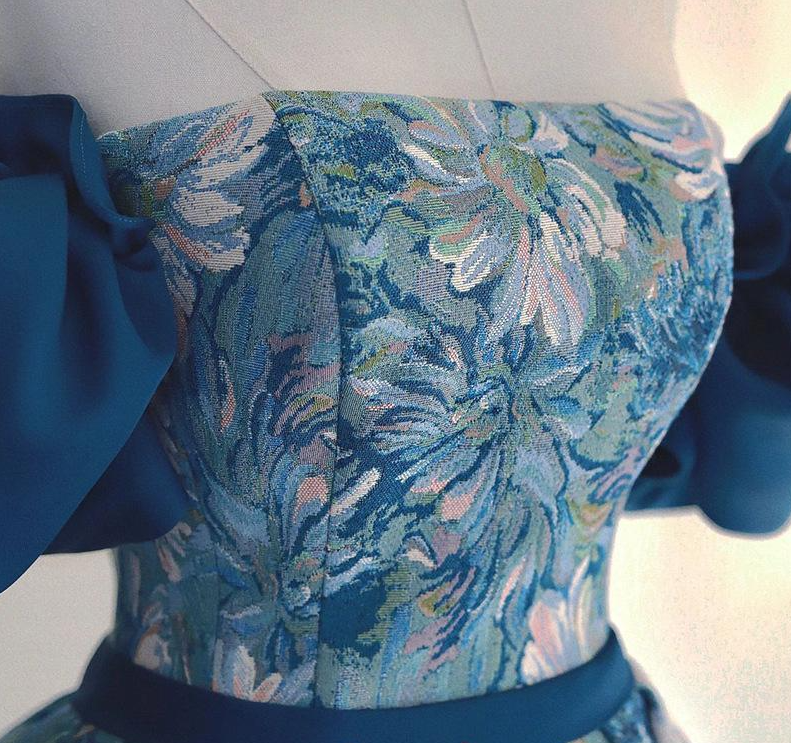 Robe de bal longue en satin bleu, coupe trapèze, robe de soirée longue bleue ED0832