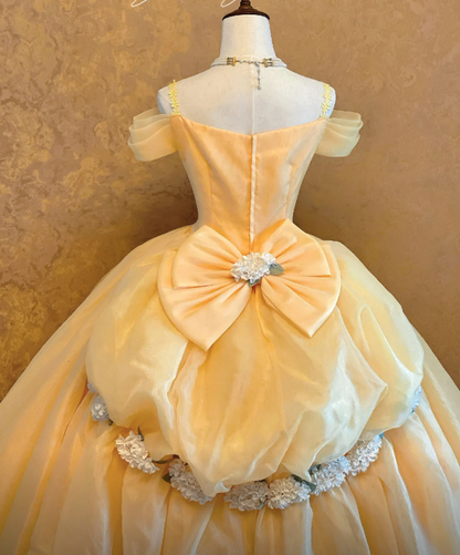 Gorgeous Straps Ball Gown Quinceanera Dress Tulle Yellow Sweet 16 Dress ED08323