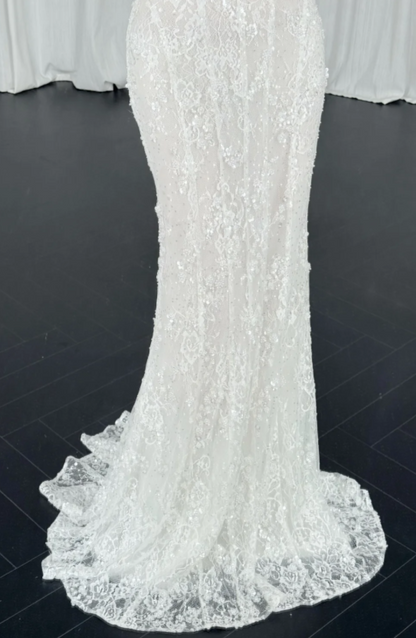 Chic Mermaid Wedding Dress Lace Chiffon Bridal Gown White Bridal Dress ED08328