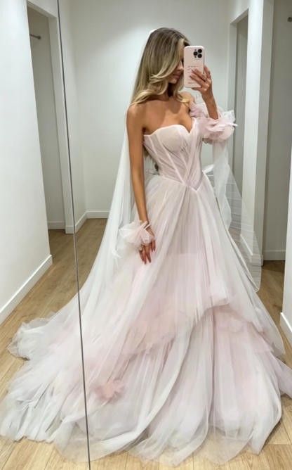 Timeless Sweetheart A-Line Wedding Dress Tulle Bridal Gown White Bridal Dress ED08330