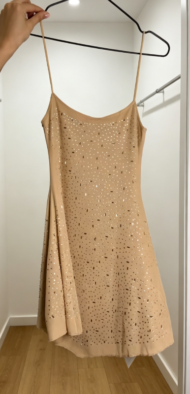 Sexy Chamapgne Birthday Dress Spaghetti Straps Chiffon Homecoming Dress Sheath Sleeveless Short Party Dress  ED08332