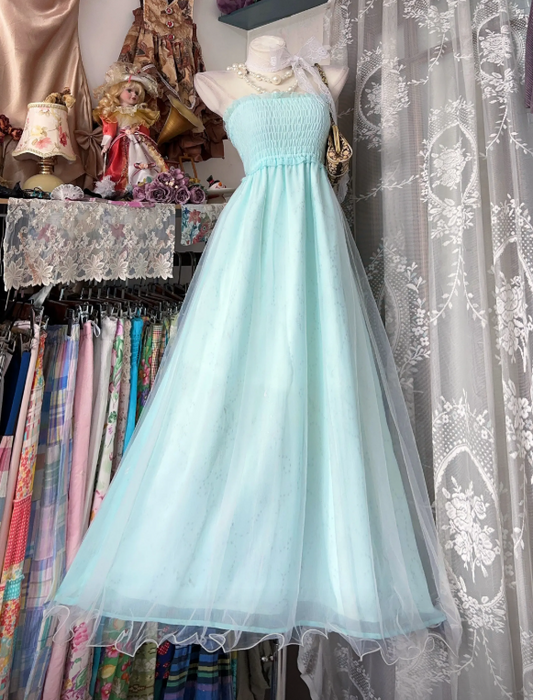 Elegantes trägerloses Ballkleid in Tiffany-Blau A-Linie Chiffon langes Abendkleid ED08356