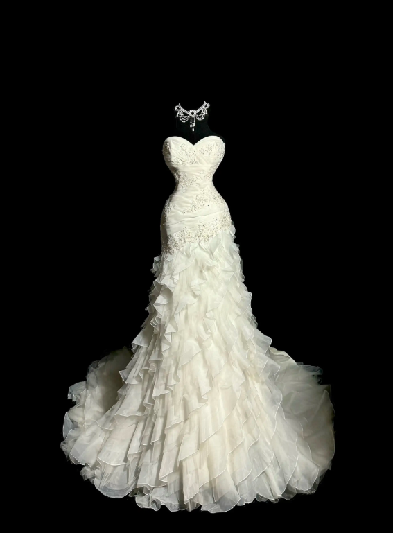 Classy White Wedding Dress Sweetheart Sheath Bridal Gown Chiffon Bridal Dress ED08358