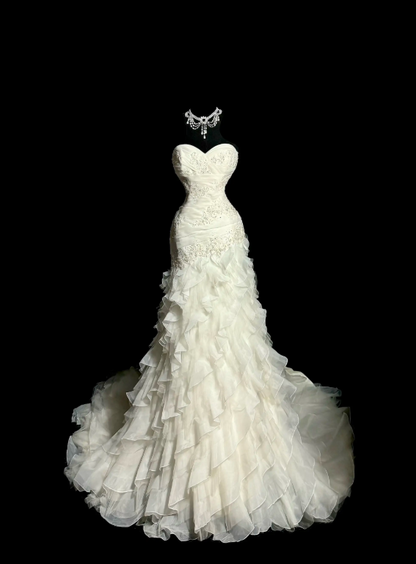 Classy White Wedding Dress Sweetheart Sheath Bridal Gown Chiffon Bridal Dress ED08358