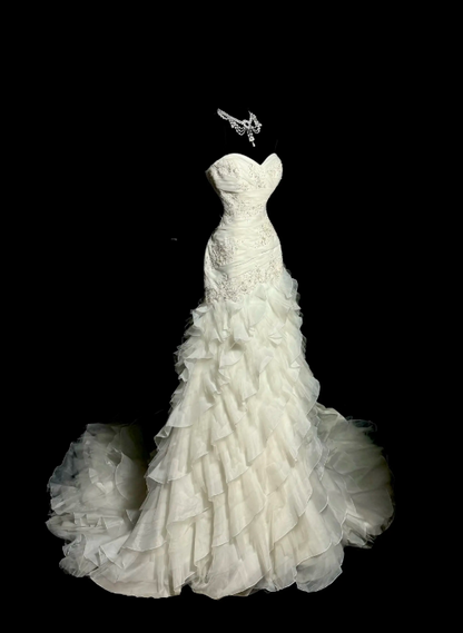 Classy White Wedding Dress Sweetheart Sheath Bridal Gown Chiffon Bridal Dress ED08358