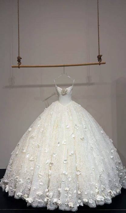 Classy White Wedding Dress Strapless A-Line Bridal Gown Tulle Bridal Dress ED08367