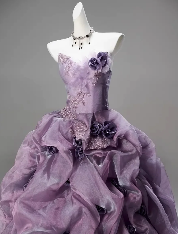Gorgeous Sweetheart Ball Gown Quinceanera Dress Tulle Applique Purple Sweet 16 Dress ED08373