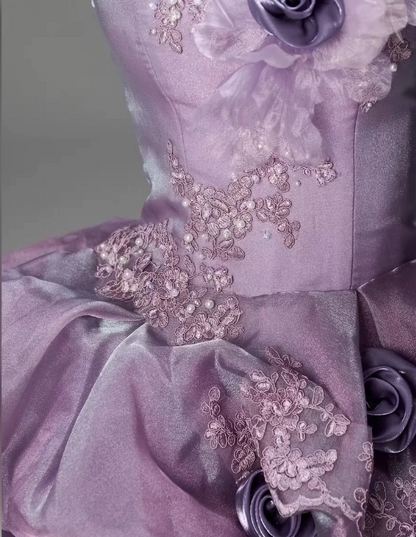 Gorgeous Sweetheart Ball Gown Quinceanera Dress Tulle Applique Purple Sweet 16 Dress ED08373