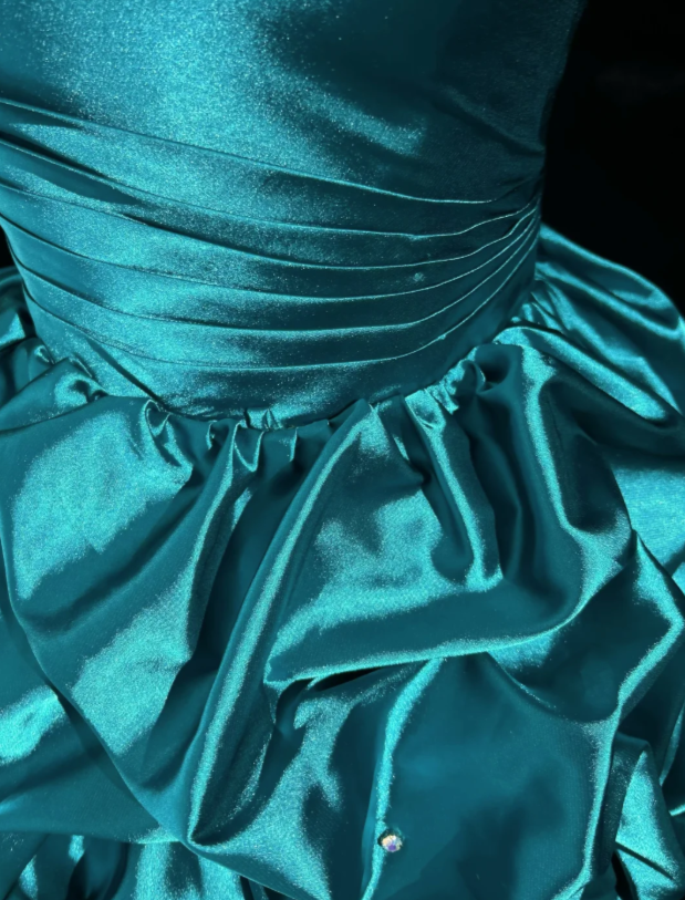 Sexy Strapless A-Line Satin Birthday Dress Short Blue Homecoming Dress  ED08390